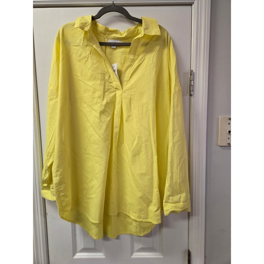 J. Jill Lemon Yellow Cotton Modal Blend V-Neck Tunic Top Plus Size 2X NEW